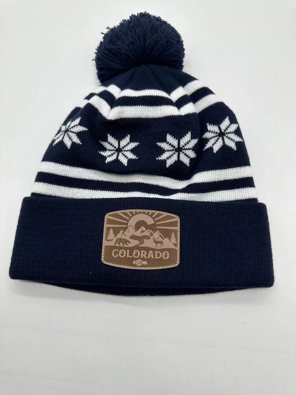 CO Patch Beanie Navy Snowflake- Item# Hat 8007 (6 Per Pack)