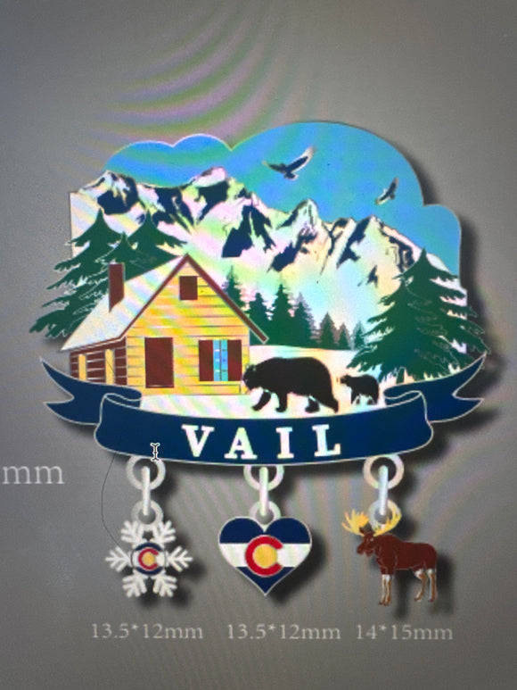 R&R Sports Vail 3 Charm Magnet-Item# Mag 7147 (288 Per Carton)