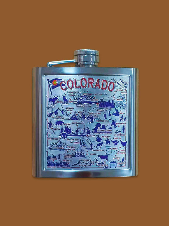 6oz CO Map Flask- Item# Flask 7536 (6 Per Pack)