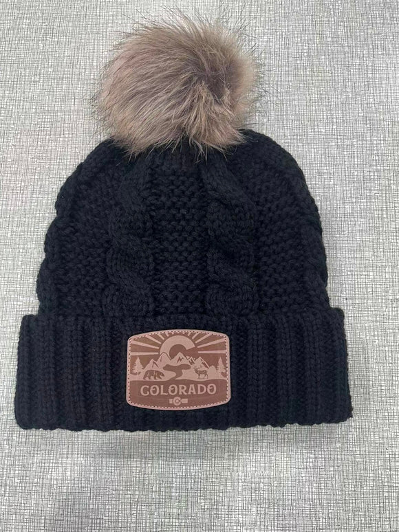 CO Patch Beanie Black Pom- Item# Hat 8038 (6 Per Pack)