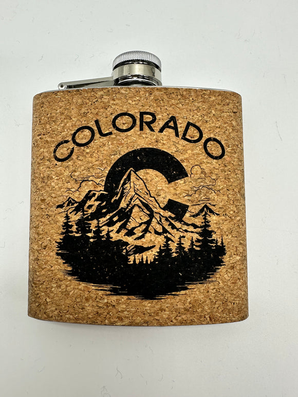 Colorado Large Flask In Cork- Item #: Flask 9295 (12 Pack)