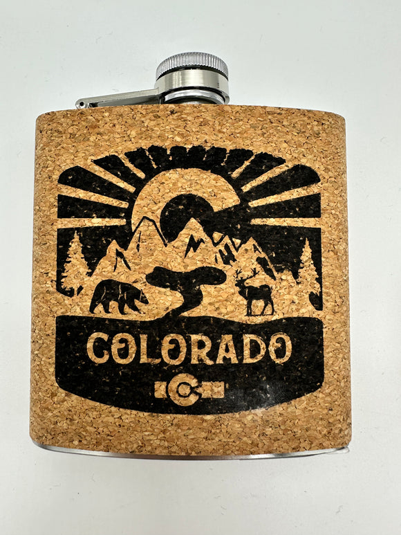 Colorado Large Flask In Cork- Item #: Flask 9288 (12 Pack)