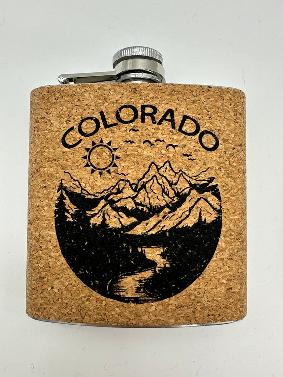 Colorado Large Flask In Cork- Item #: Flask 9301 (12 Pack)
