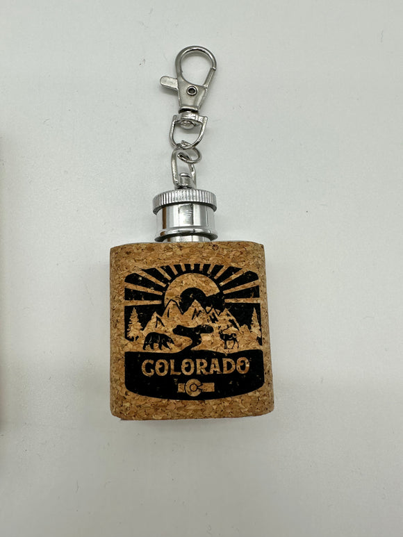 Colorado Mini Flask Keychain Cork- Item# Flask 9257 (12 Per Pack)