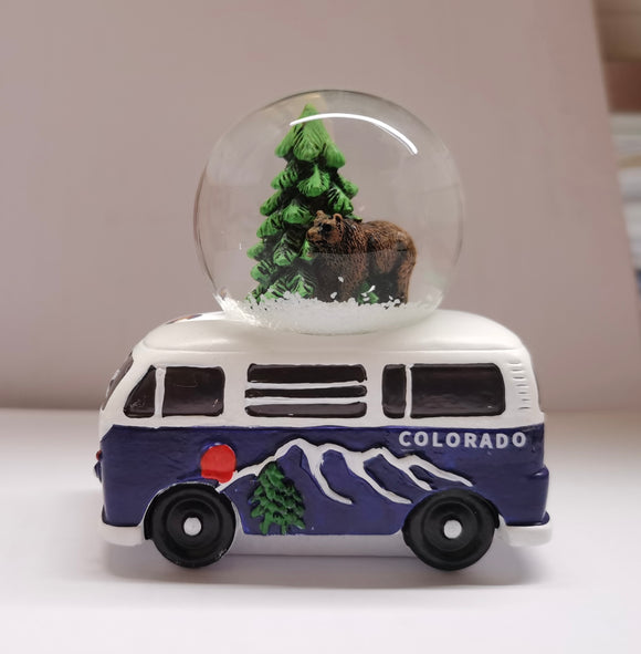 Colorado Handpainted Snowglobe Bus- Item # Globe 6539 (12 Per Pack)