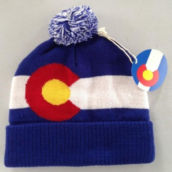 Colorado Flag Pom Beanie Blue- Item# 3604 (6 Per Pack)