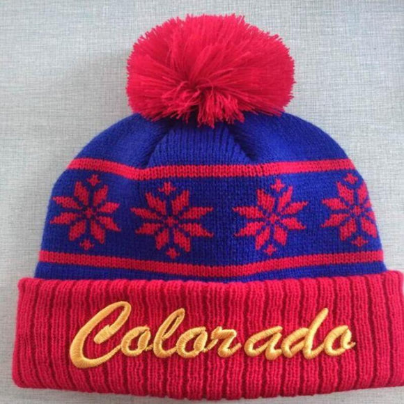 Colorado Snowflake Beanie Blue & Red- Item# 4069 (6 Per Pack)