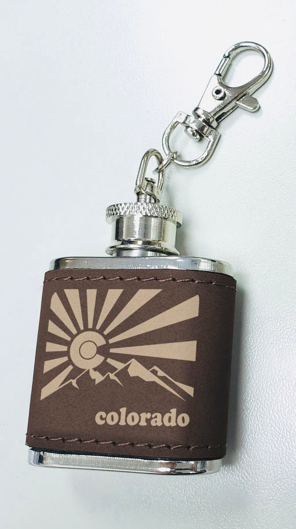 Colorado Mini Flask Keychain CO Flag: Item # “Flask 6249” (12 Per Pack)