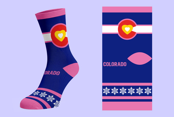 Colorado Sock Pink Heart- Item# “Sock 8502” 6 Per Pack)