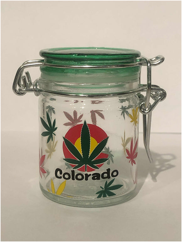 Colorado Stash Jar “Pot Leafs”- Item #Jar 8274 (12 Pack)