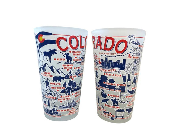 Colorado Frosted Map Pint Glass- Item# Glass 9875 (6 Per Pack)