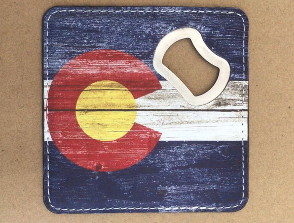 Colorado Coaster Wood Grain With Bottle Opener-Item# Coaster 5462 (12 Per Pack)