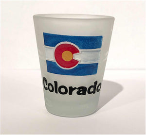 CO Frosted Shot Glass Flag/Moose Item #: Shot8779 (12 Pack)